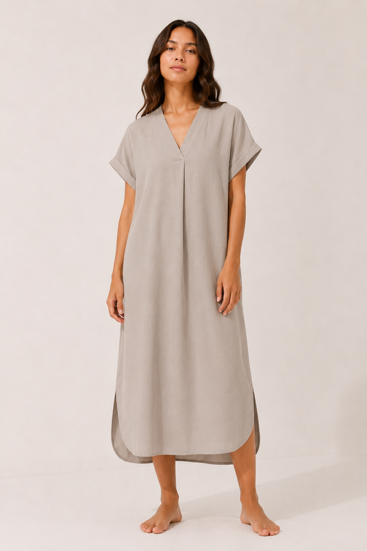 Robe midi fluide à col V