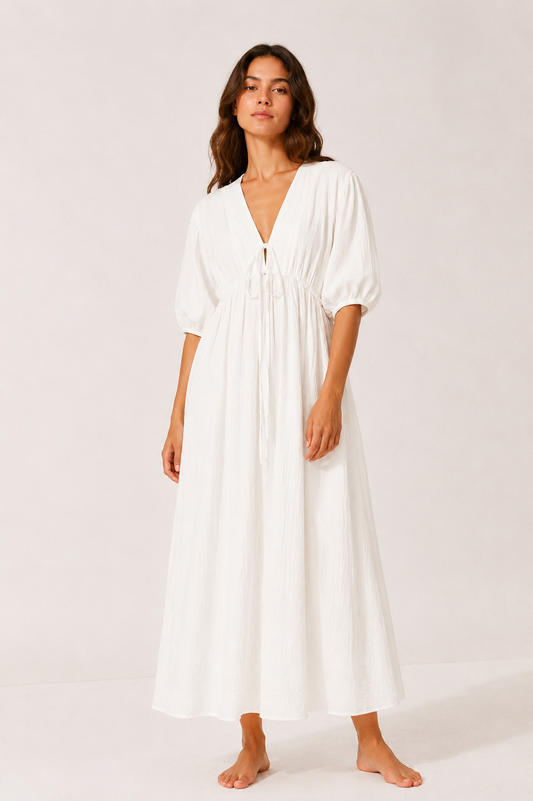 Robe longue fluide à encolure V