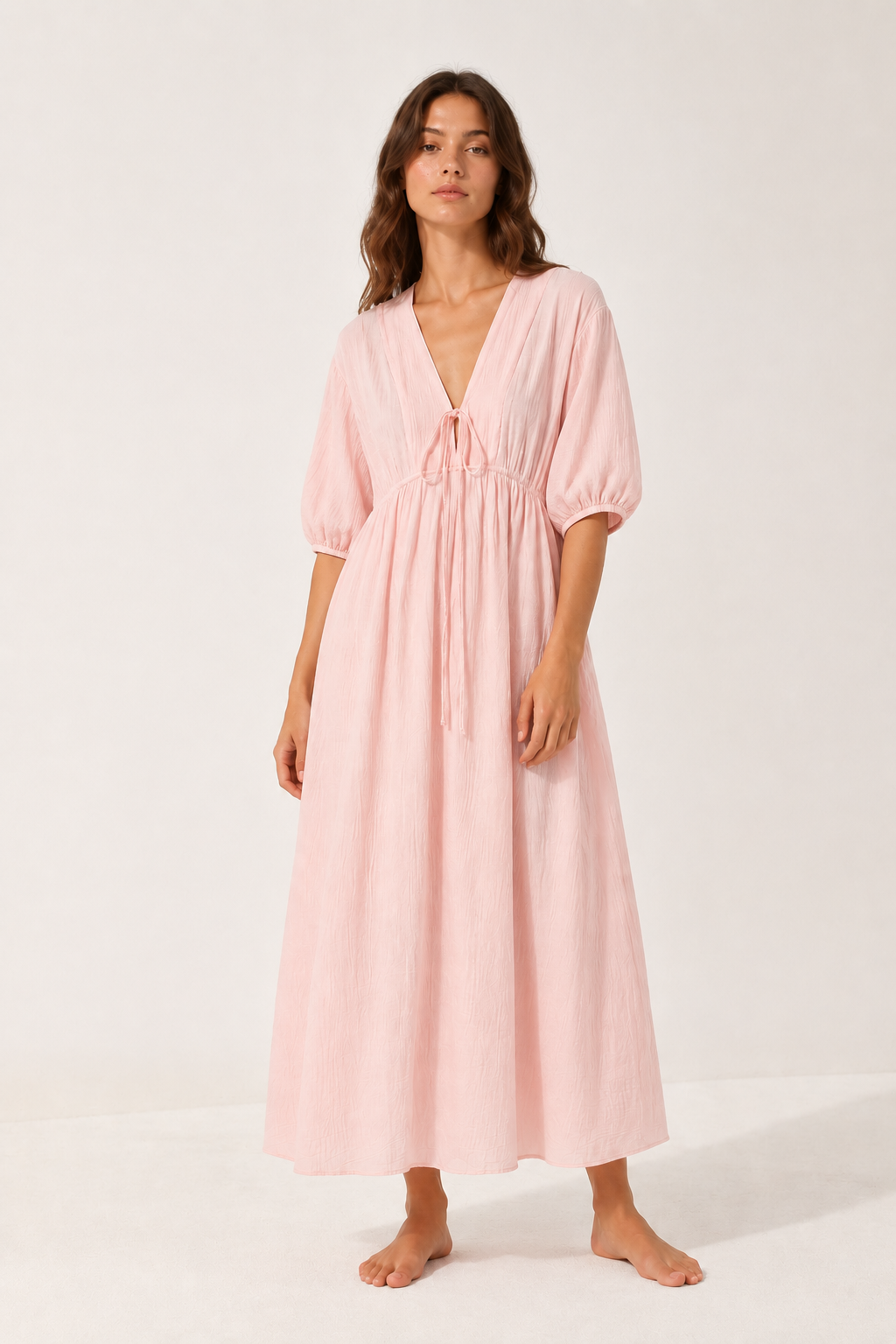 Robe longue fluide à encolure V