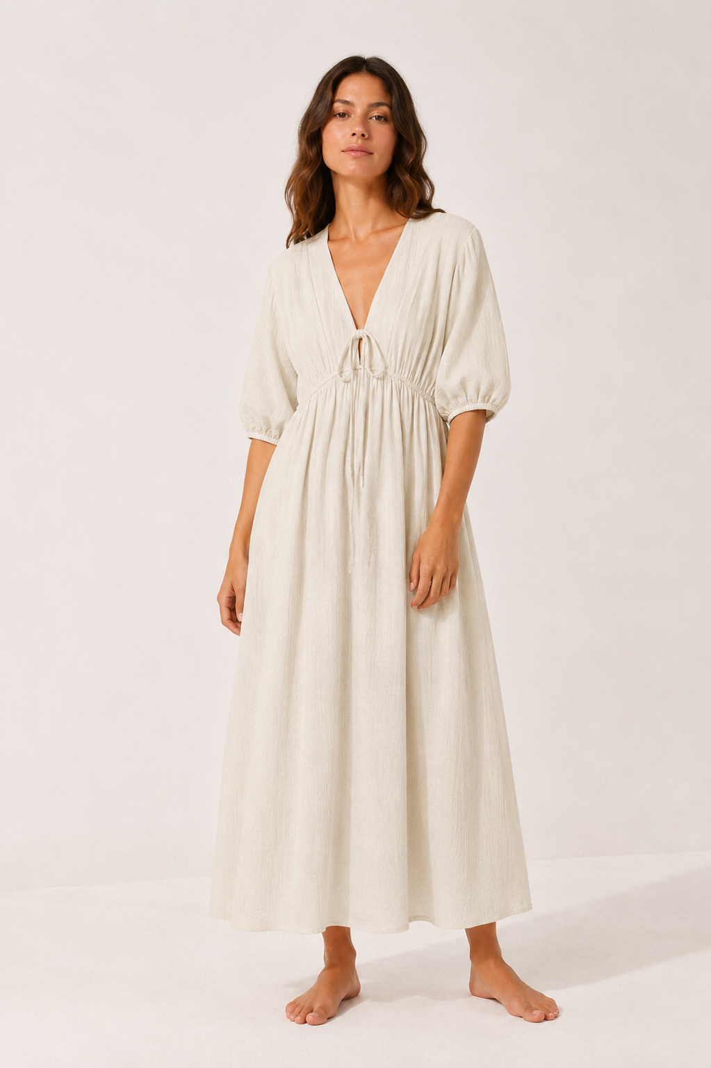 Robe longue fluide à encolure V