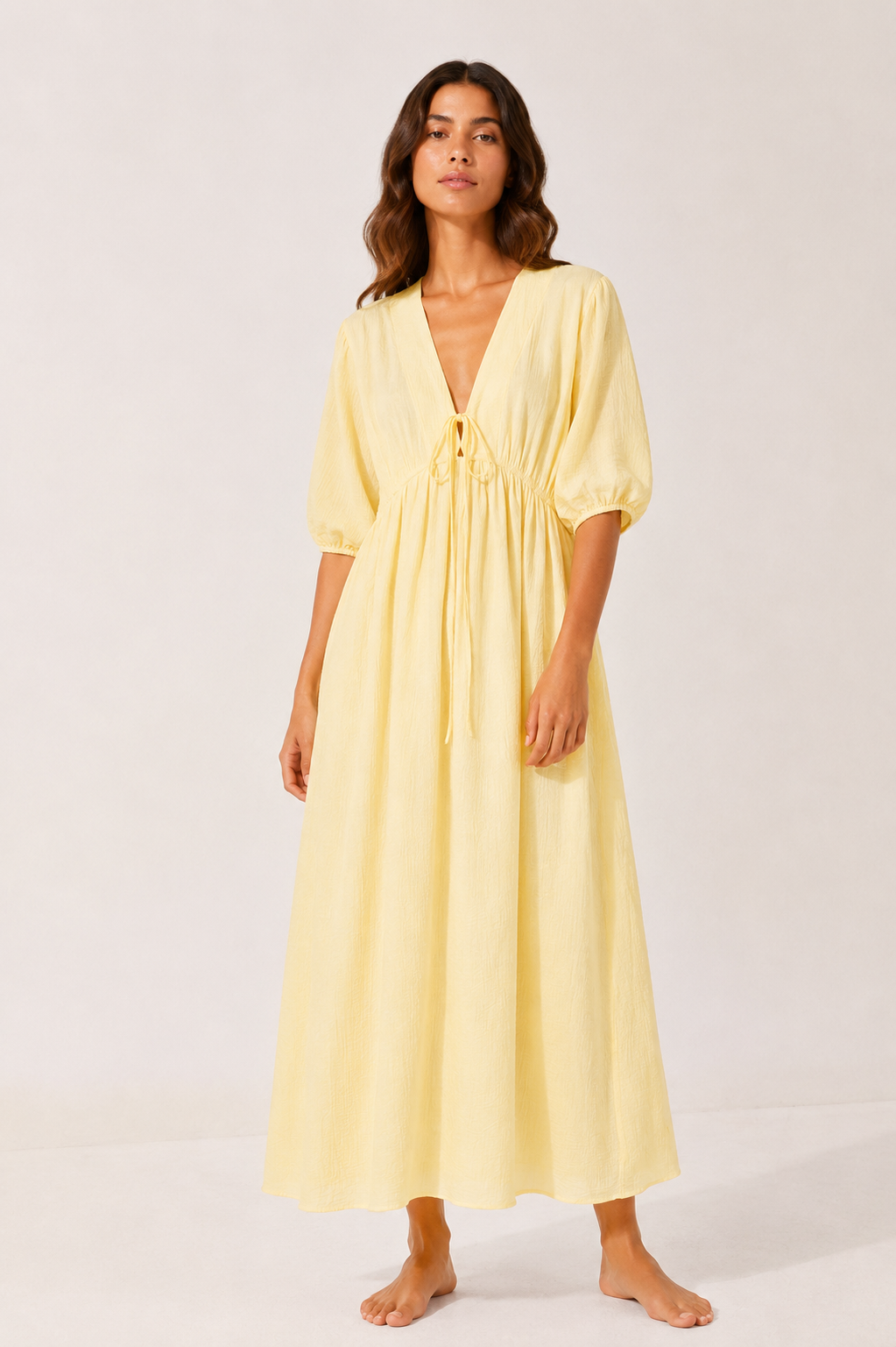 Robe longue fluide à encolure V