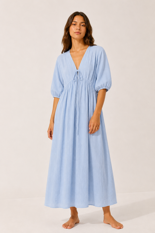 Robe longue fluide à encolure V